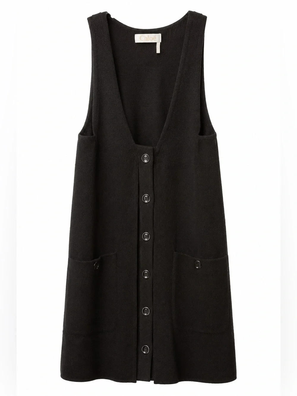 Chloé Black Wool Button Front Pinafore Runway Collection Jumper - Picture 1 of 11